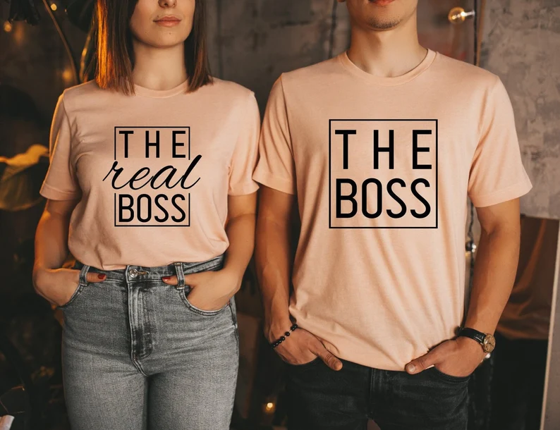 The Boss The Real Boss Shirt, The Boss Real T-Shirt, Funny Couple Shirts, Valentines Day Couples Gift, Couples Tee, Couple Valentine Outfits