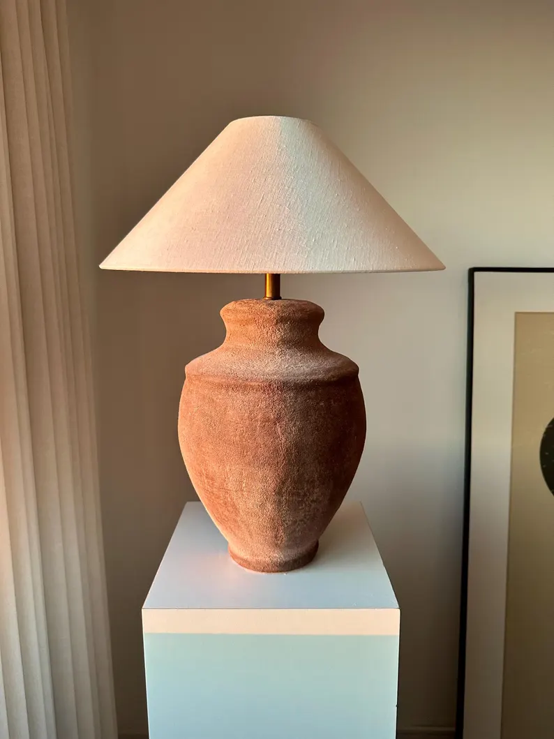 Distressed Brown Lamps, Shades & Bases Ceramic Table Lamp Stoneware Earthenware Table Lamp for Living Room Bedside Entryway Desk Bedroom