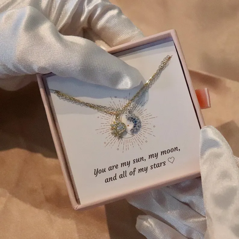 Sun and Moon Necklace – Celestial Jewelry, Couple Matching Jewelry, Friendship, Christmas Gift