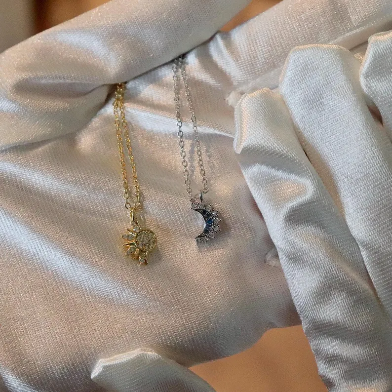 Sun and Moon Necklace – Celestial Jewelry, Couple Matching Jewelry, Friendship, Christmas Gift