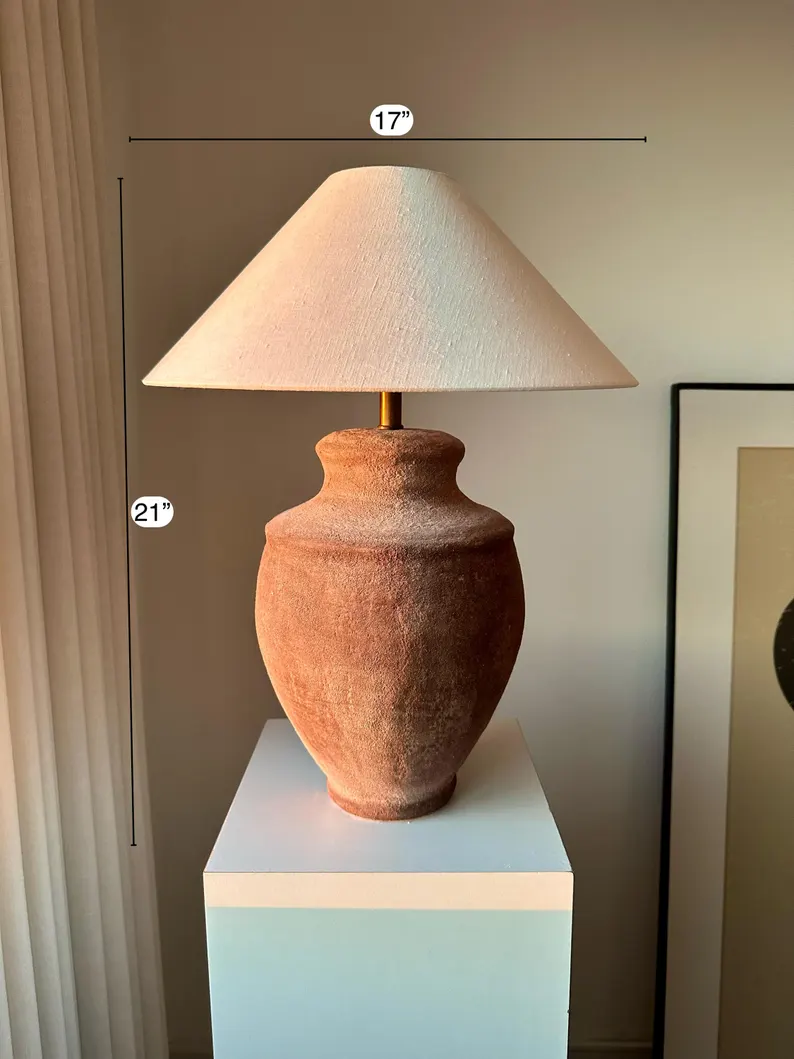 Distressed Brown Lamps, Shades & Bases Ceramic Table Lamp Stoneware Earthenware Table Lamp for Living Room Bedside Entryway Desk Bedroom